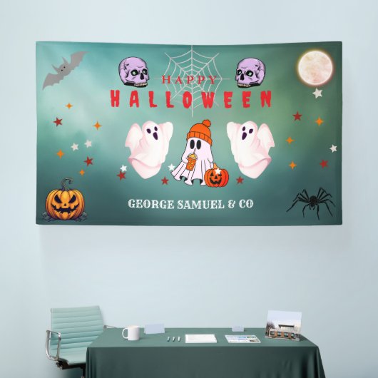 Custom Small Business Logo Halloween Party Banner 横断幕 (トレードショー)