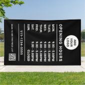 Custom Small Business Opening Hours logo & qr code 横断幕 (外側)