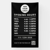 Custom Small Business Opening Hours logo & qr code 横断幕 (縦)