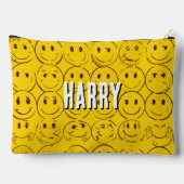 custom Smiling Face Pattern – Cute Yellow Smiles   アクセサリーポーチ (裏面)