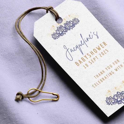 Custom Snowman purple theme Baby shower ギフトタグ