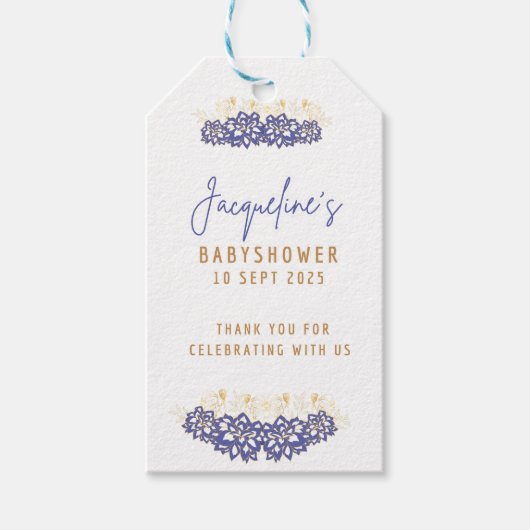 Custom Snowman purple theme Baby shower ギフトタグ (正面)