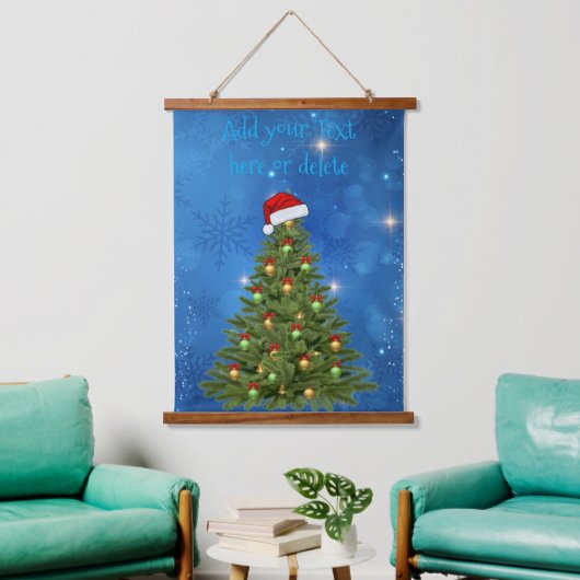 Custom Snowy Christmas Tree Wall Tapestry 吊り下げ型タペストリー (リビング)