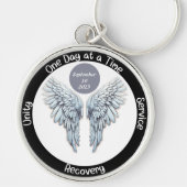 Custom Sobriety Recovery Milestone Gift - Wings  キーホルダー (正面)