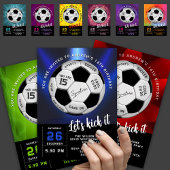 Custom Soccer Ball Modern Birthday Fully Editable 招待状