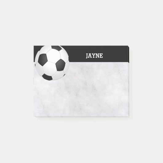 custom soccer ball post it note black and white ポストイット (正面)