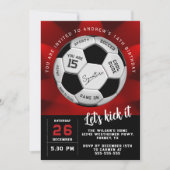 Custom Soccer Ball Red Birthday Fully Editable 招待状 (正面)