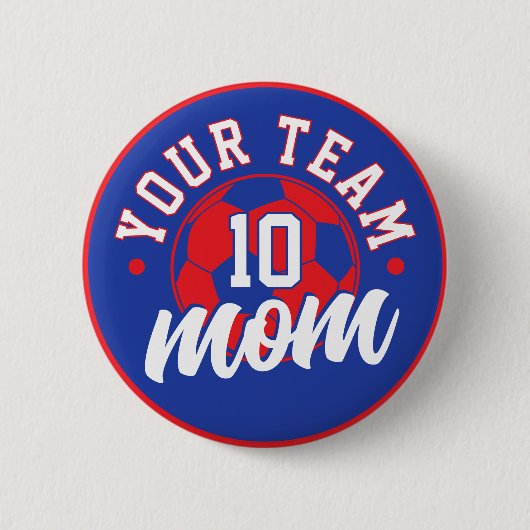 Custom Soccer Mom Button with Number 缶バッジ (正面)