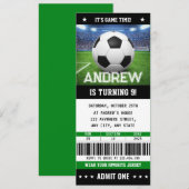 Custom Soccer Ticket Birthday Invitation 招待状 (正面/裏面)