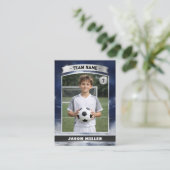 Custom Soccer Trading Card, Blue Silver Stadium コーリングカード (スタンド正面)