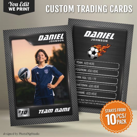 Custom Soccer Trading Card Graphite Sports Card プレイスカード