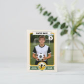 Custom Soccer Trading Card, Green Retro Player コーリングカード (スタンド正面)