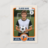 Custom Soccer Trading Card, Orange Retro Player コーリングカード (正面)
