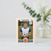 Custom Soccer Trading Card, Orange Retro Player コーリングカード (スタンド正面)