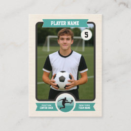 Custom Soccer Trading Card, Teal Retro Player コーリングカード