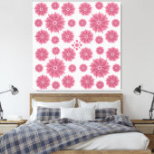 Custom Soft Dusty Pink Chrysanthemum Pattern キャンバスプリント (インサイチュ (寝室))