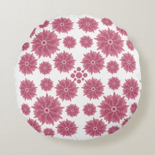 Custom Soft Dusty Pink Chrysanthemum Pattern ラウンドクッション (正面)