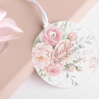 custom soft pink roses floral gift tag template フェイバータグ