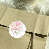 custom soft pink roses floral sticker template ラウンドシール