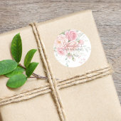 custom soft pink roses floral sticker template ラウンドシール