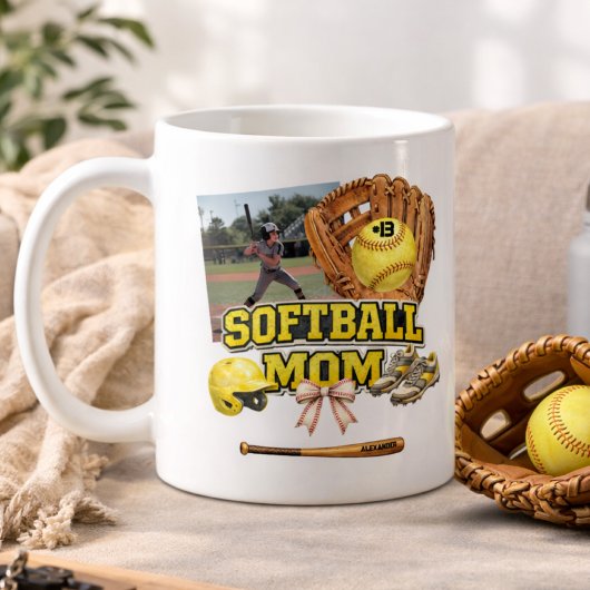 Custom Softball Mom Photo Collage コーヒーマグカップ