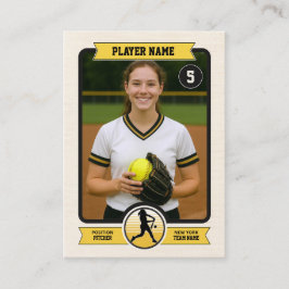 Custom Softball Trading Card, Gold Retro Player コーリングカード