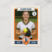 Custom Softball Trading Card, Orange Retro Player コーリングカード (正面)