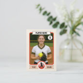 Custom Softball Trading Card, Red Retro Player コーリングカード (スタンド正面)