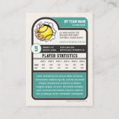 Custom Softball Trading Card, Teal Retro Player コーリングカード (裏面)