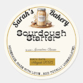 Custom Sourdough Start Small Business Label ラウンドシール (正面)