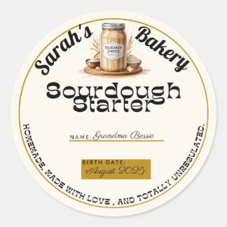 Custom Sourdough Start Small Business Label ラウンドシール