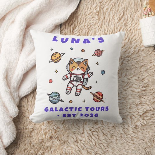 Custom Space Cat Astronaut Decorative Cushion クッション (ブランケット)