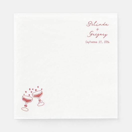 Custom Sparkling Wine Tower Doodles Wedding スタンダードランチョンナプキン (正面)