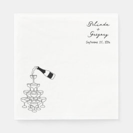Custom Sparkling Wine Tower Doodles Wedding スタンダードランチョンナプキン