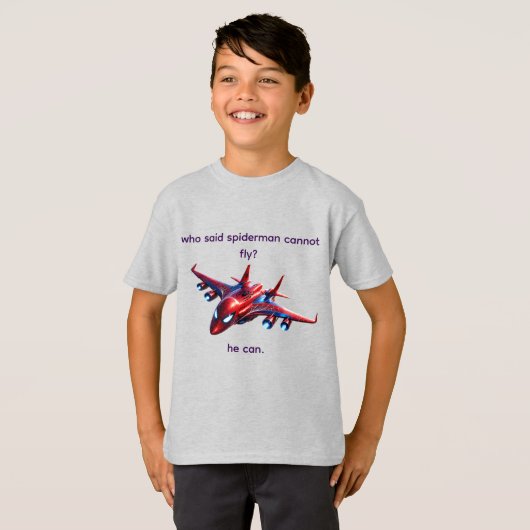 Custom Spiderman Web-Plane Kids Birthday T-Shirt Tシャツ (正面フル)