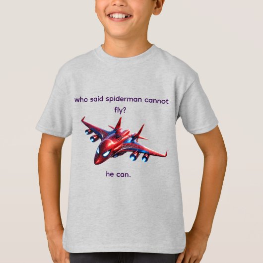 Custom Spiderman Web-Plane Kids Birthday T-Shirt Tシャツ (正面)