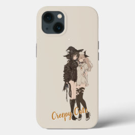 Custom Spooky Beautiful Muted Beige Goth AnimeGirl iPhone 13ケース