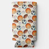 Custom Sports Balls Birthday スリム缶クーラー (裏面)