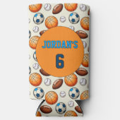 Custom Sports Balls Birthday スリム缶クーラー (正面)