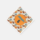 Custom Sports Balls Birthday Napkins with Name  スタンダードカクテルナプキン (角)
