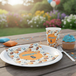 Custom Sports Balls Birthday Napkins with Name  スタンダードカクテルナプキン