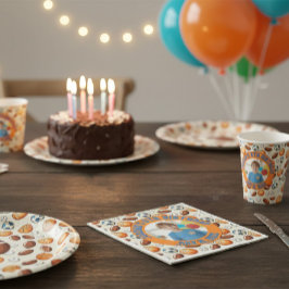 Custom Sports Balls Birthday Napkins with Photo スタンダードカクテルナプキン