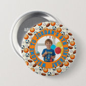 Custom Sports Theme Birthday Photo Button 缶バッジ (正面&裏面)