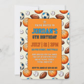 Custom Sports Theme Kids Birthday Invitation 招待状 (正面)