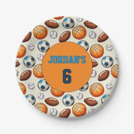 Custom Sports Theme Kids Birthday Paper Plates  ペーパープレート