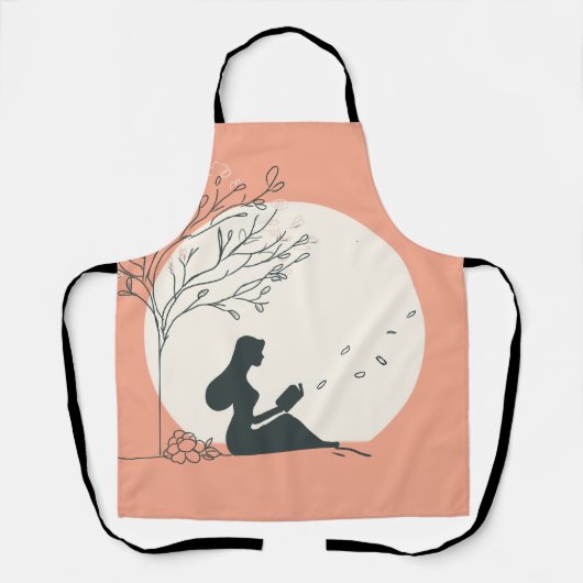 Custom Spring Aesthetic | Peaceful Girl Reading  エプロン (正面)