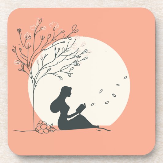 Custom Spring Aesthetic | Peaceful Girl Reading  コースター (正面)