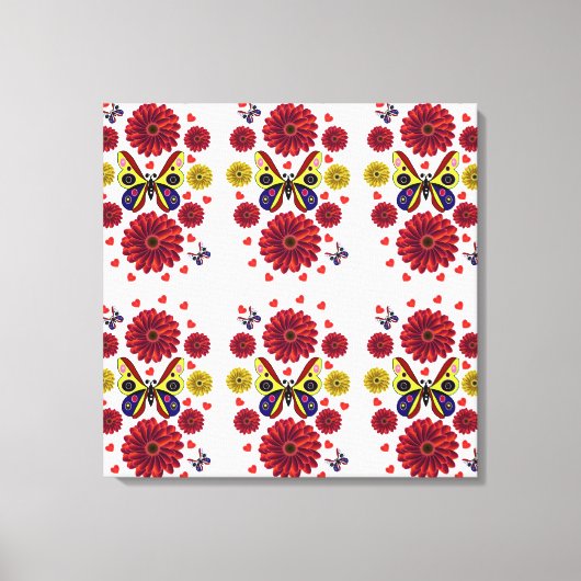 Custom Spring Butterfly Floral Gift  キャンバスプリント (正面)