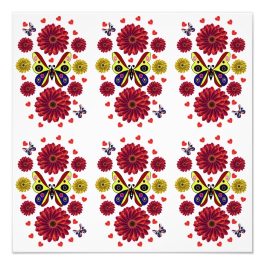 Custom Spring Butterfly Floral Gift  フォトプリント (正面)