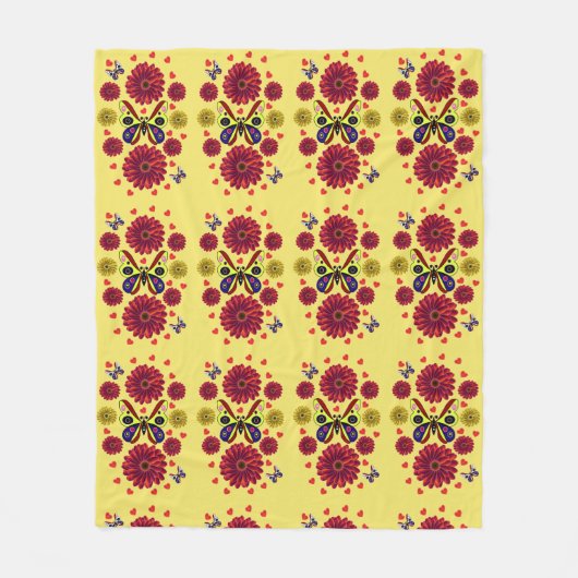 Custom Spring Butterfly Floral Gift  フリースブランケット (正面)